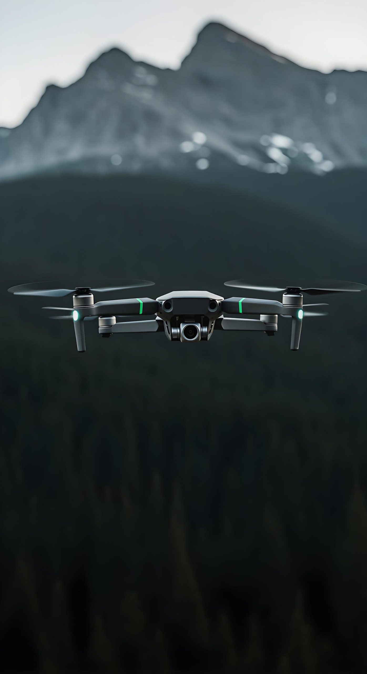 drone flying mountain landscape