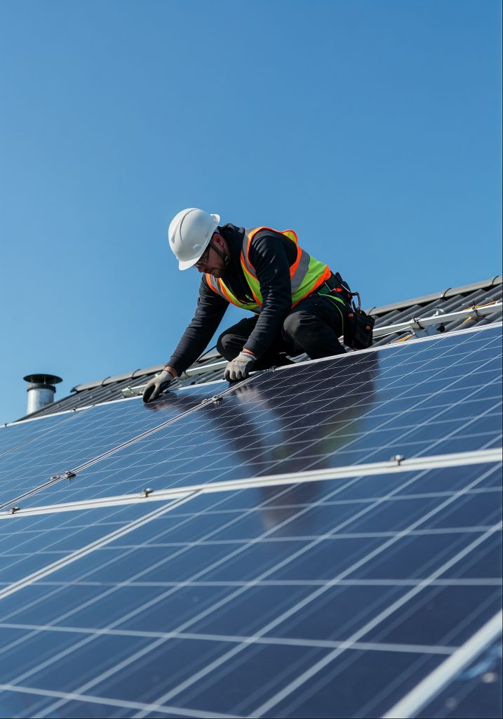 solar panel installation by roofer